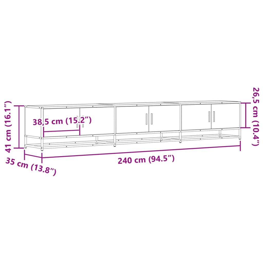 vidaXL Έπιπλο Τηλεόρασης Καφέ Δρυς 240x35x41 εκ. Επεξεργασμένο Ξύλο