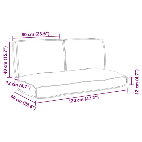 vidaXL Σετ Μαξιλαριών Πάγου 3 pcs Γκρι 60x120x12εκ 60 x 40 x 12 εκ.
