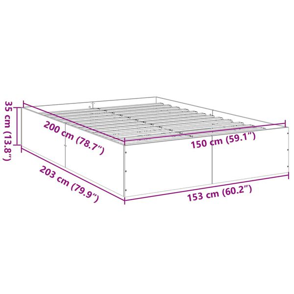 vidaXL Πλαίσιο Κρεβατιού Γκρι Sonoma 150x200 εκ. Επεξεργασμένο Ξύλο