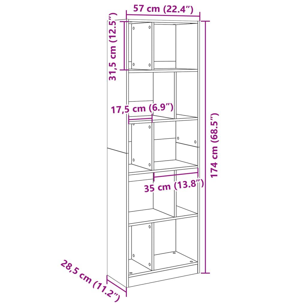vidaXL Βιβλιοθήκη Sonoma Δρυς 57x28,5x174 εκ. από Επεξεργασμένο Ξύλο