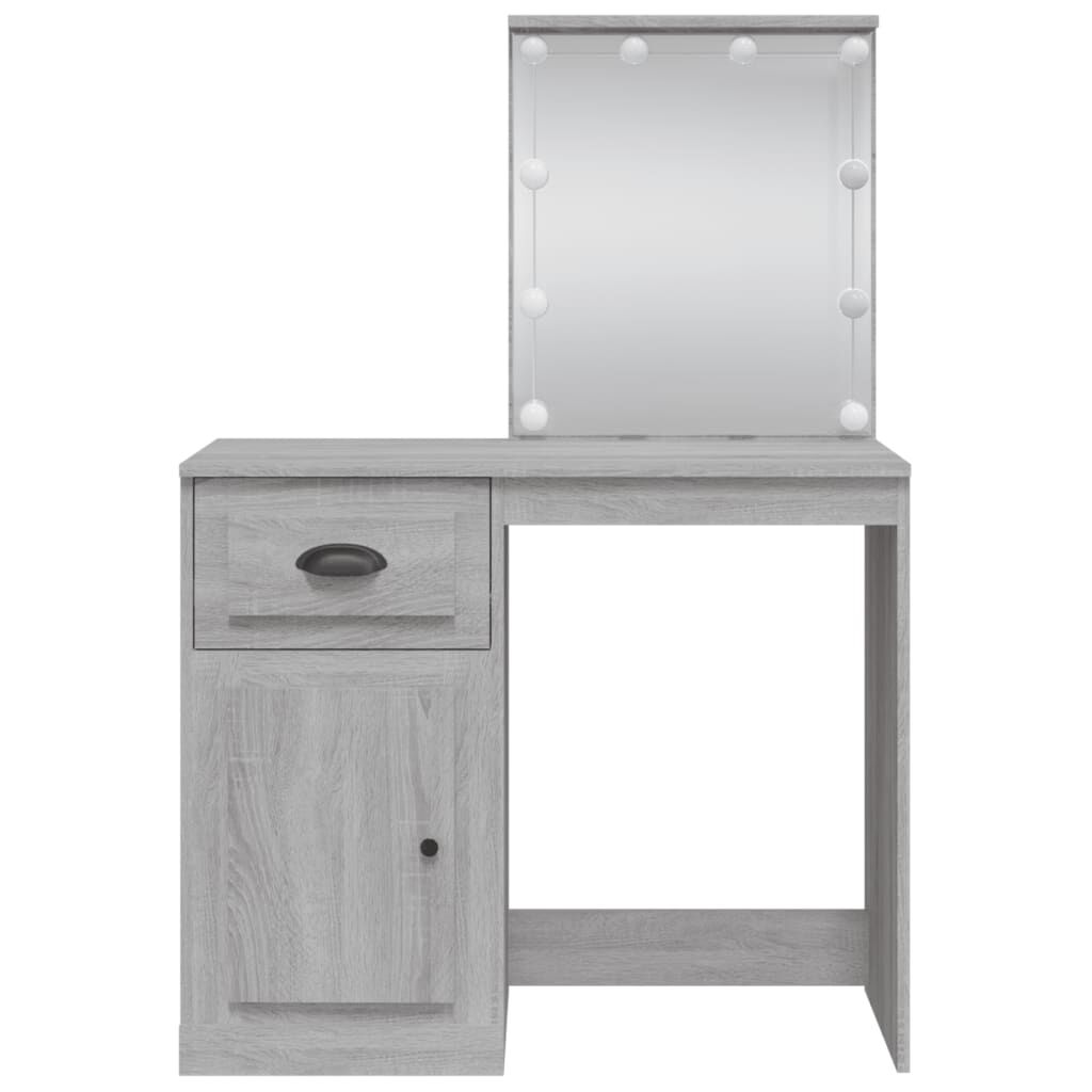 vidaXL Μπουντουάρ με LED Φώτα Γκρι Sonoma 90x42x132,5 εκ.