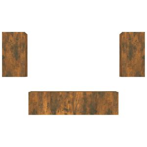 vidaXL Σετ Επίπλων Τηλεόρασης 4 Τεμαχίων Καπνιστή δρυς Επεξ. Ξύλο