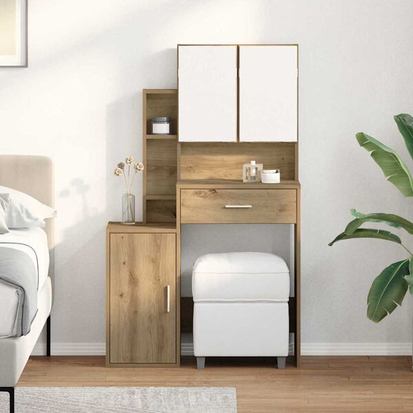 vidaXL &Tau;&rho;&alpha;&pi;έ&zeta;&iota; &pi;&epsilon;&rho;&iota;&pi;&omicron;ί&eta;&sigma;&eta;&sigmaf; &mu;&epsilon; &sigma;&upsilon;&rho;&tau;ά&rho;&iota; Artisan Oak 80 x 35 x 132 &epsilon;&kappa;.