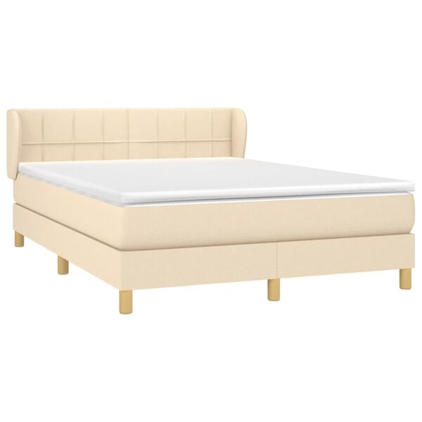 vidaXL &Kappa;&rho;&epsilon;&beta;ά&tau;&iota; Boxspring &mu;&epsilon; &Sigma;&tau;&rho;ώ&mu;&alpha; &Kappa;&rho;&epsilon;&mu; 140x190 &epsilon;&kappa;. &Upsilon;&phi;&alpha;&sigma;&mu;ά&tau;&iota;&nu;&omicron;