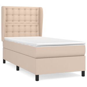 vidaXL Κρεβάτι Boxspring με Στρώμα Καπουτσίνο 100x200εκ.από Συνθ.Δέρμα