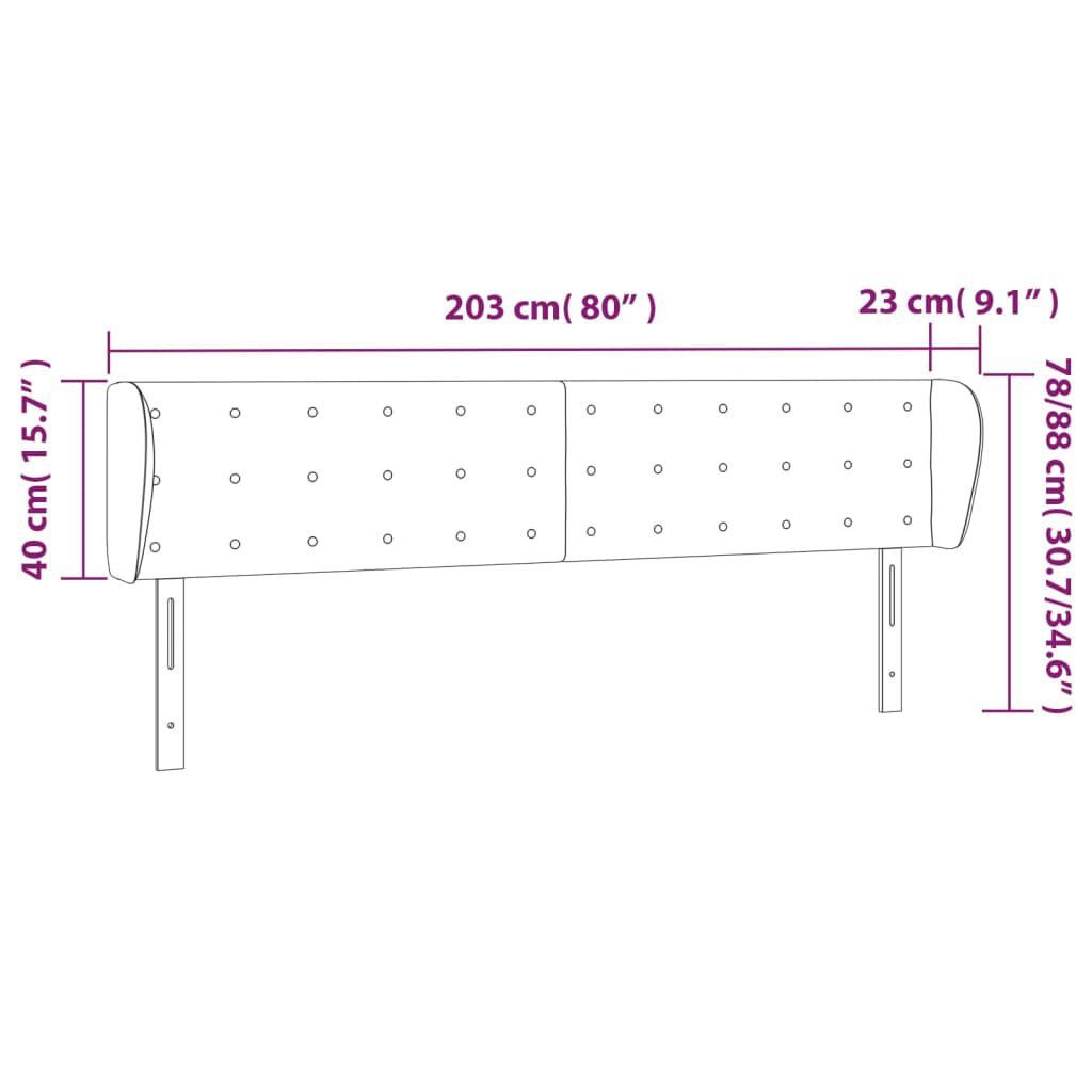 vidaXL Κεφαλάρι με Πτερύγια Ανοιχτό Γκρι 203x23x78/88 εκ. Υφασμάτινο