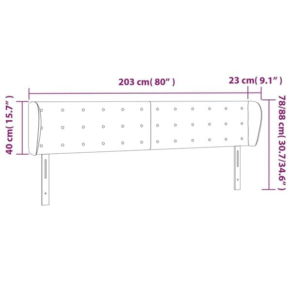 vidaXL Κεφαλάρι με Πτερύγια Ανοιχτό Γκρι 203x23x78/88 εκ. Υφασμάτινο