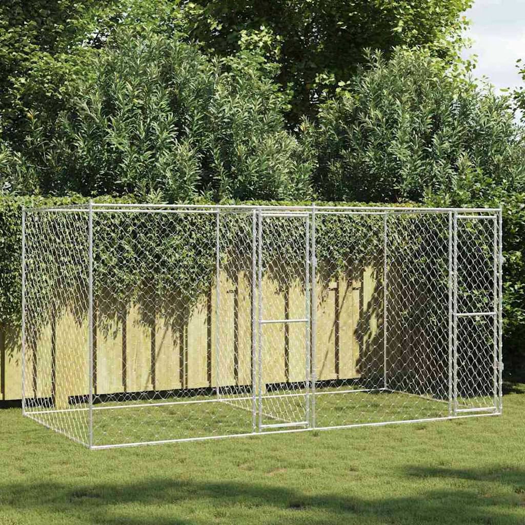 vidaXL Κλουβί σκύλου Ασημί 400 x 200 x 200 εκ. Επικαλυμμένος Χάλυβας
