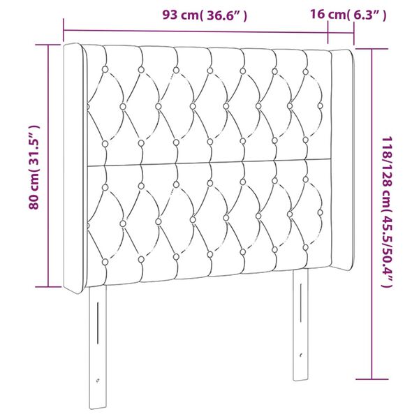 vidaXL Κεφαλάρι Κρεβατιού LED Ανοιχτό Γκρι 93x16x118/128εκ. Βελούδινο