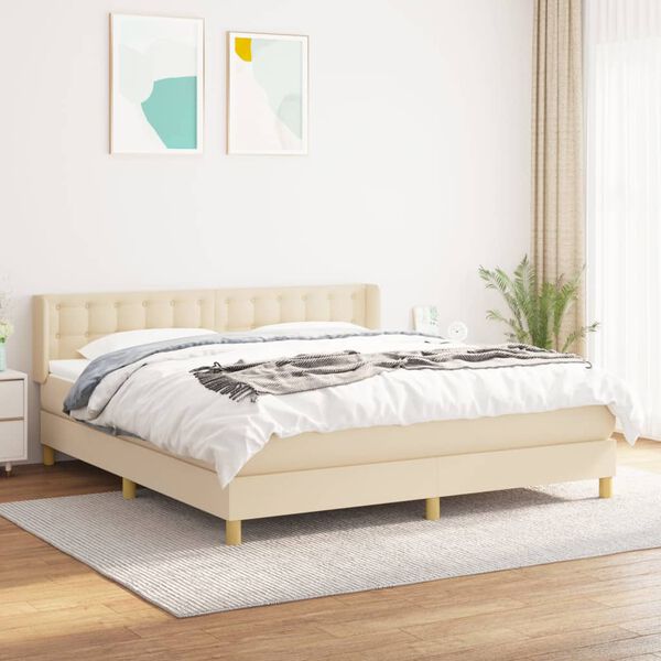 vidaXL &Kappa;&rho;&epsilon;&beta;ά&tau;&iota; Boxspring &mu;&epsilon; &Sigma;&tau;&rho;ώ&mu;&alpha; &Kappa;&rho;&epsilon;&mu; 160x200 &epsilon;&kappa;. &Upsilon;&phi;&alpha;&sigma;&mu;ά&tau;&iota;&nu;&omicron;