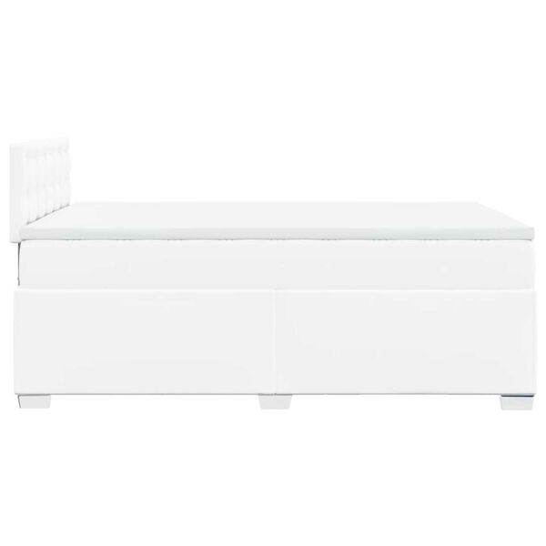 vidaXL Κρεβάτι Boxspring με Στρώμα Λευκό 120x190εκ.από Συνθετικό Δέρμα
