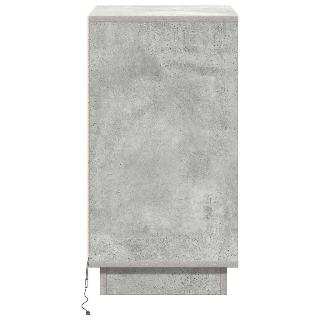 vidaXL Κομοδίνο με LED Γκρι Σκυρόδεμα 39x34.5x65 εκ. Επεξεργασμένο Ξύλο
