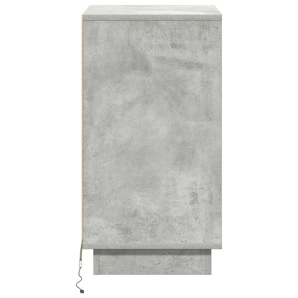 vidaXL Κομοδίνο με LED Γκρι Σκυρόδεμα 39x34.5x65 εκ. Επεξεργασμένο Ξύλο