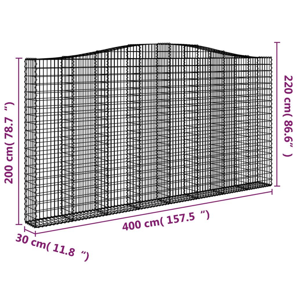 vidaXL Συρματοκιβώτιο Τοξωτό 400x30x200/220εκ. από Γαλβανισμένο Χάλυβα