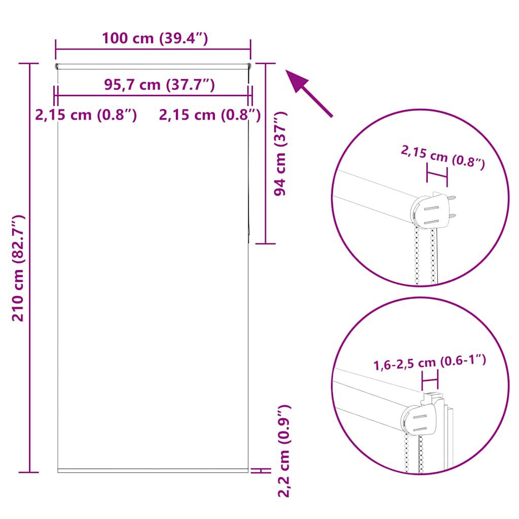 vidaXL Ρολέρ Μπλακάουτ Μαύρο 100x210 cm Πλάτος υφάσματος 95,7 cm