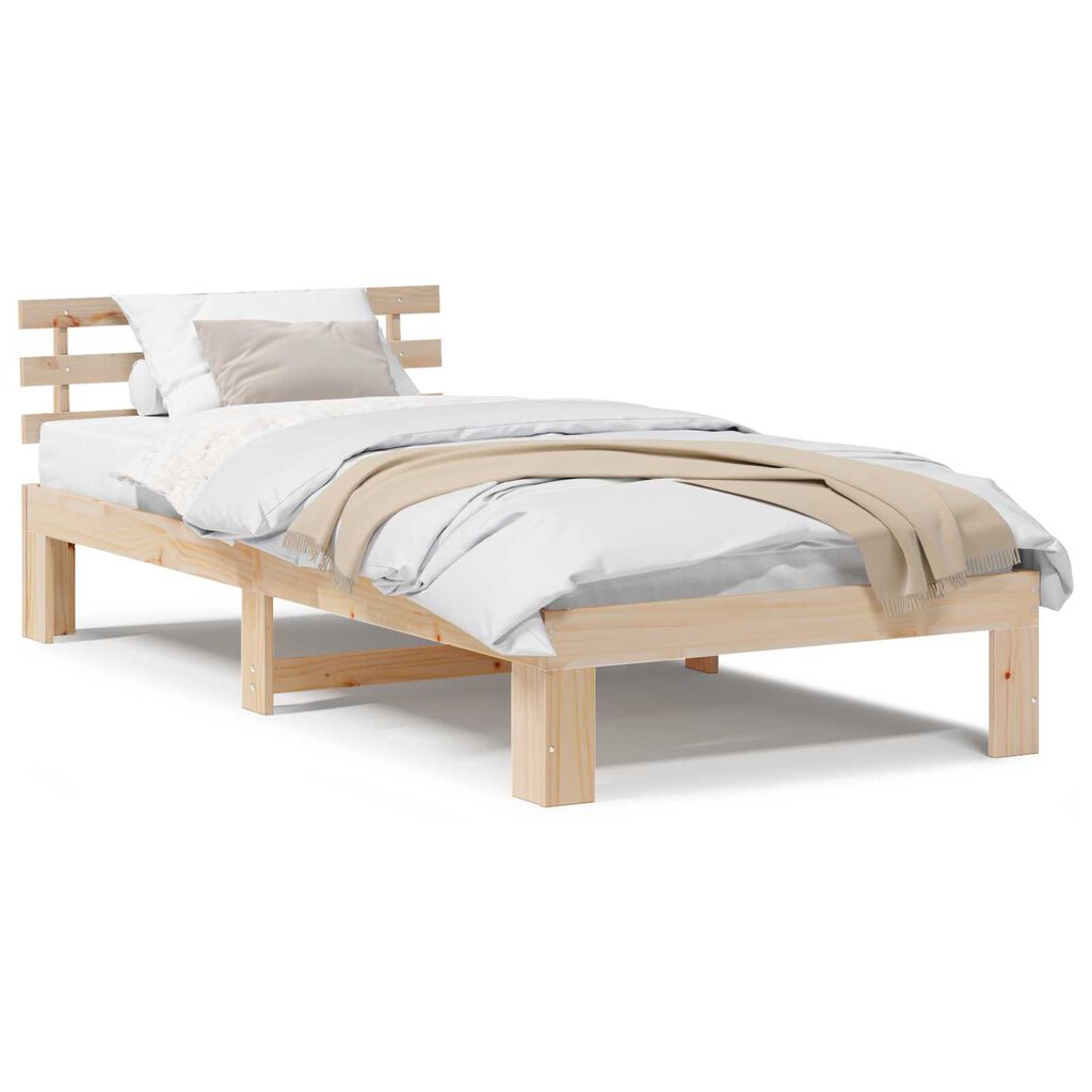 vidaXL Κρεβάτι Ξύλου Πεύκου Φυσικό Ξύλο 75 x 190 cm Κρεβάτι Ορθογώνιο