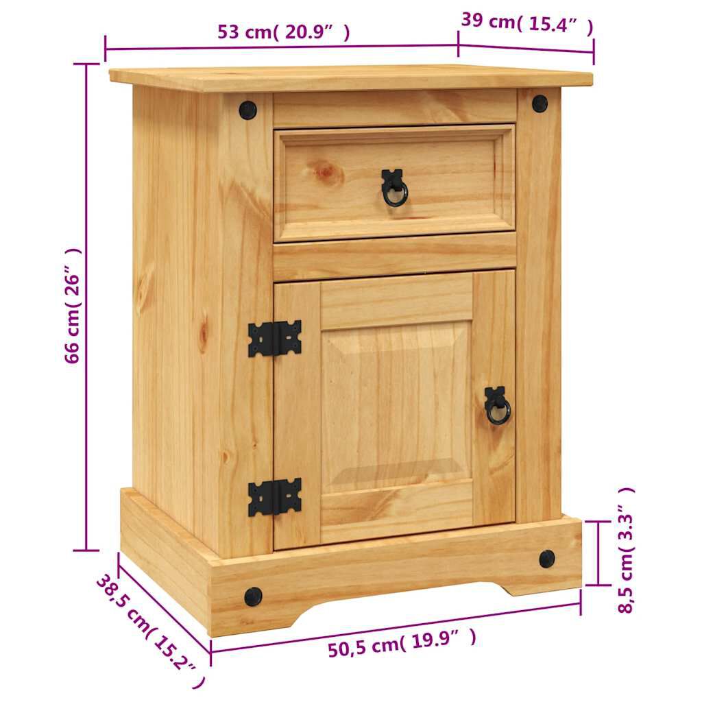 vidaXL Κομοδίνο Μεξικάνικο Στιλ Corona 53 x 39 x 66 εκ. Ξύλο Πεύκου
