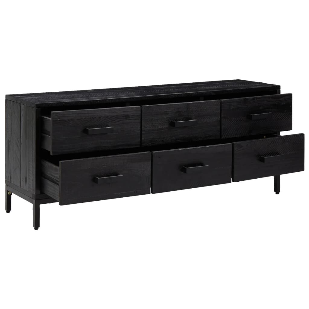vidaXL Ντουλάπι Αποθήκευσης Μαύρο 110x30x45 εκ. από Μασίφ Ξύλο Πεύκου
