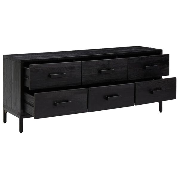 vidaXL Ντουλάπι Αποθήκευσης Μαύρο 110x30x45 εκ. από Μασίφ Ξύλο Πεύκου