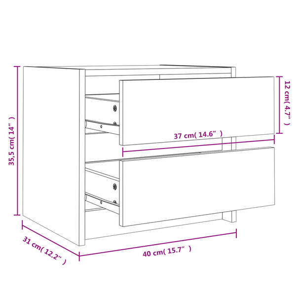 vidaXL Κομοδίνο Λευκό 40 x 31 x 35,5 εκ. από Μασίφ Ξύλο Πεύκου