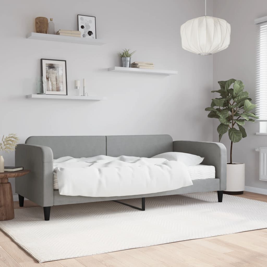 vidaXL Καναπές Κρεβάτι με Στρώμα Ανοιχτό Γκρι 90 x 200 εκ. Υφασμάτινο