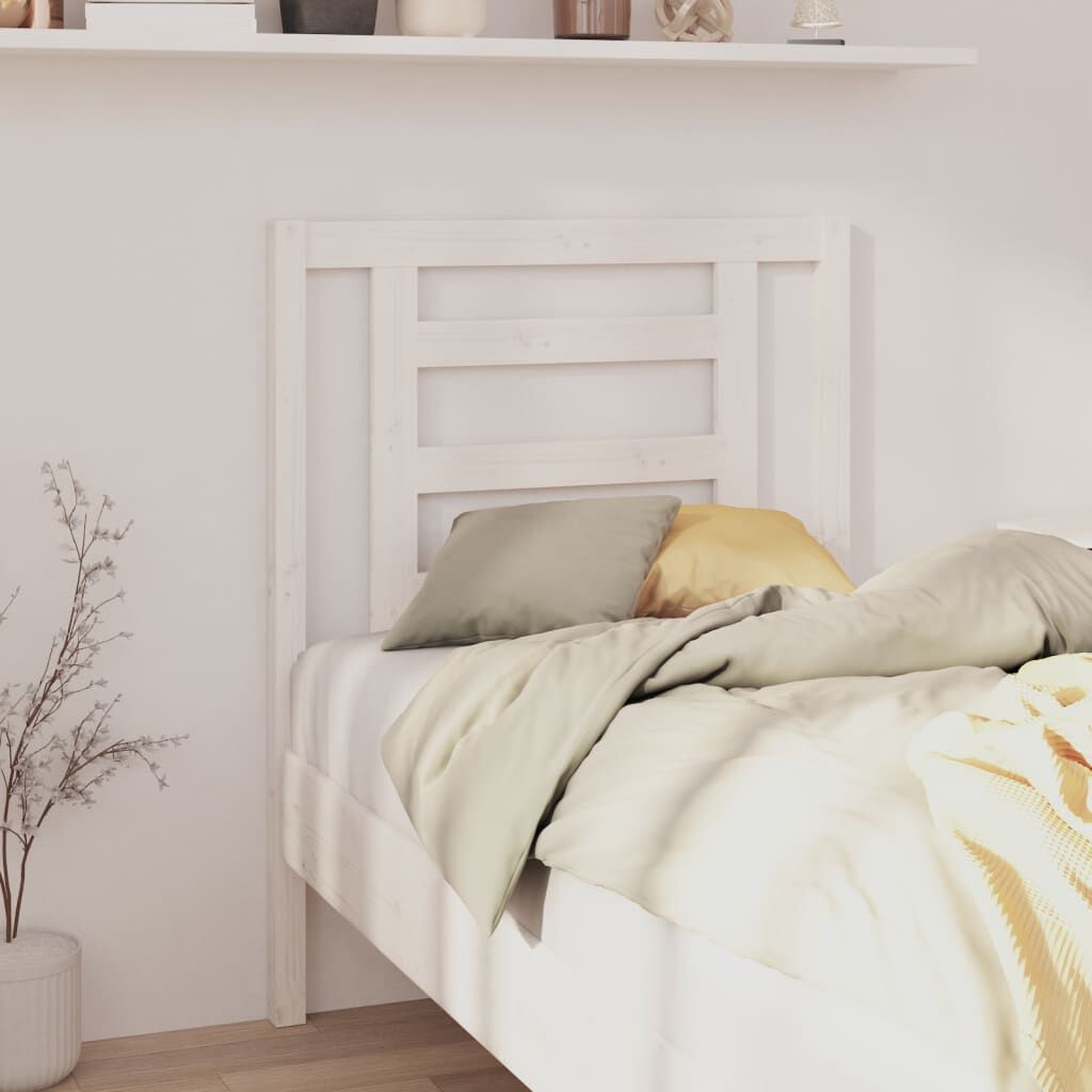 vidaXL Κεφαλάρι Κρεβατιού Λευκό 81 x 4 x 100 εκ. από Μασίφ Ξύλο Πεύκου