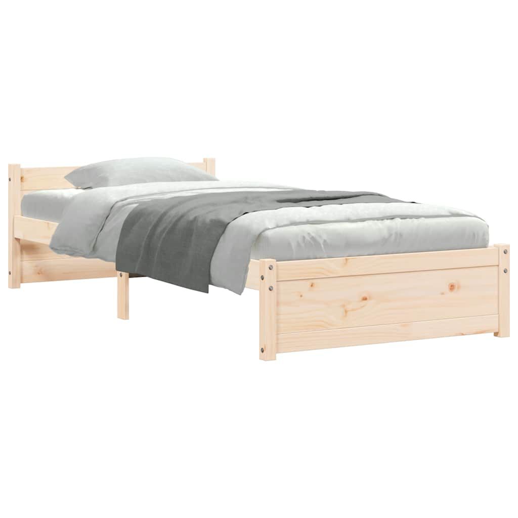 vidaXL Πλαίσιο Κρεβατιού 75 x 190 εκ. από Μασίφ Ξύλο Small Single
