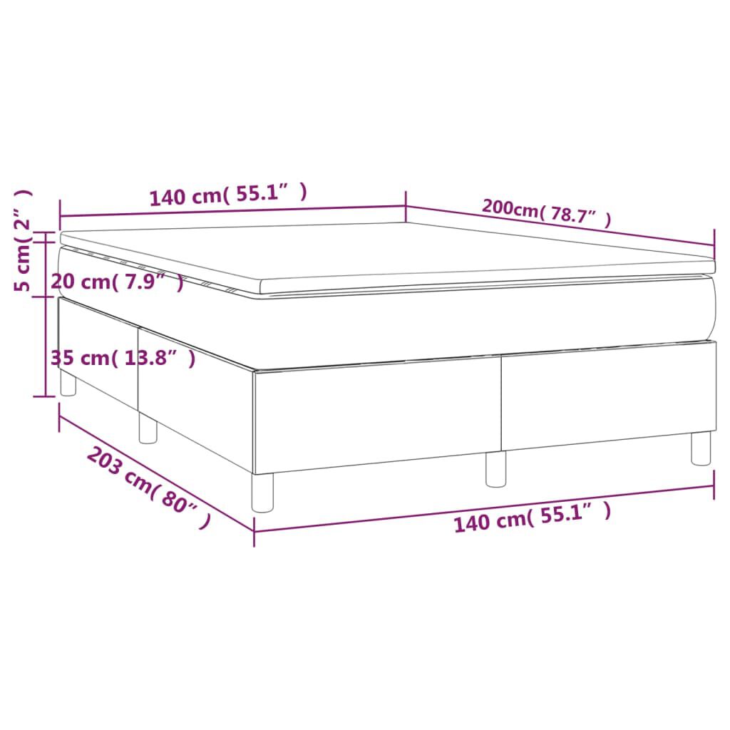 vidaXL Κρεβάτι Boxspring με Στρώμα Μαύρο 140x200 εκ. Βελούδινο