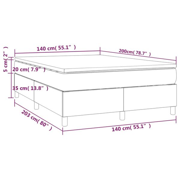vidaXL Κρεβάτι Boxspring με Στρώμα Μαύρο 140x200 εκ. Βελούδινο