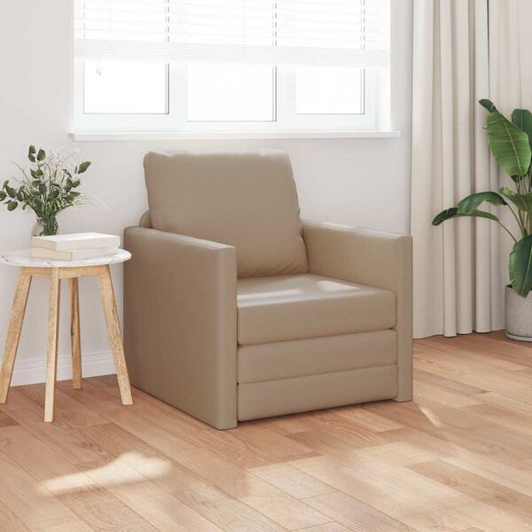 vidaXL Καναπές-Κρεβάτι Δαπέδου 2σε1 Καπουτσ. 112x174x55 εκ. Συνθ.Δέρμα