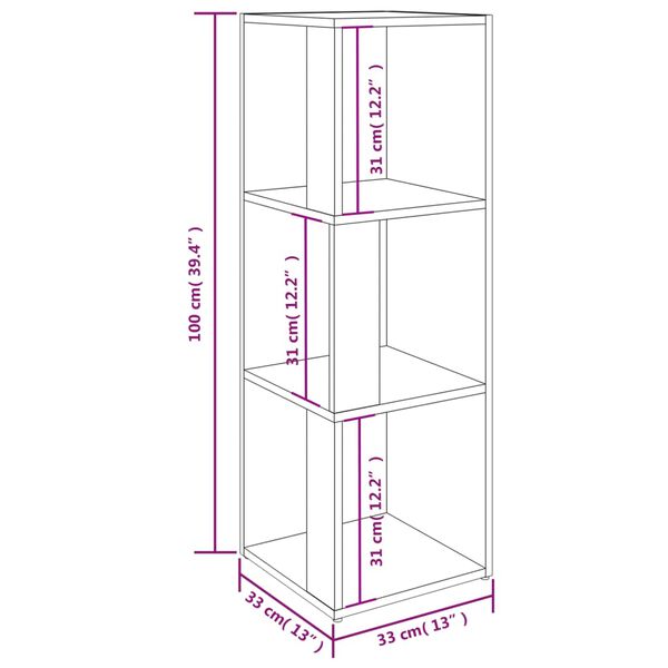 vidaXL Ντουλάπι Γωνία Λευκό 33 x 33 x 100 εκ. από Επεξ. Ξύλο