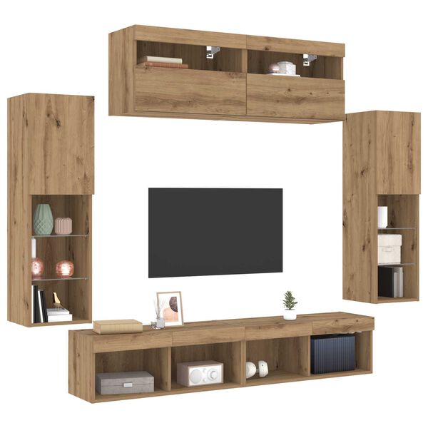vidaXL Σετ τοίχου για τηλεόραση 6 pcs artisan δρυς 30.5 x 30 x 102 εκ