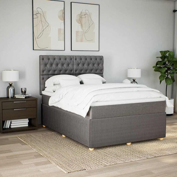 vidaXL &Kappa;&rho;&epsilon;&beta;ά&tau;&iota; Boxspring &mu;&epsilon; &Sigma;&tau;&rho;ώ&mu;&alpha; Taupe 160x200 &epsilon;&kappa;. &Upsilon;&phi;&alpha;&sigma;&mu;ά&tau;&iota;&nu;&omicron;
