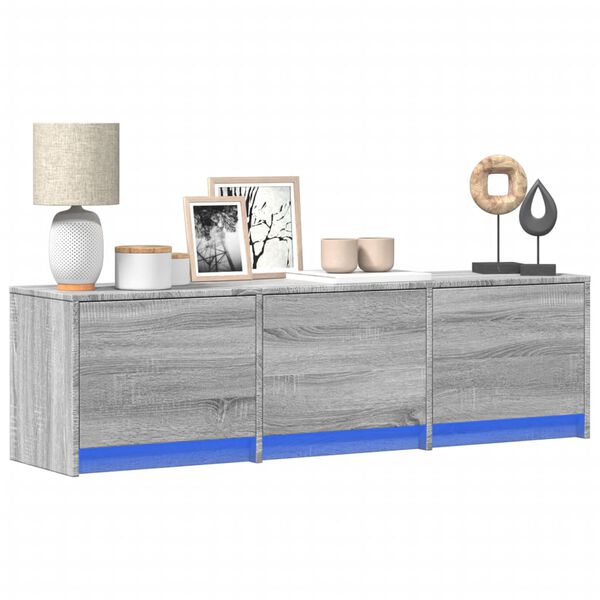 vidaXL Έπιπλο Τηλεόρασης με LED Γκρι Sonoma 140x34x40 εκ. Επεξ. Ξύλο