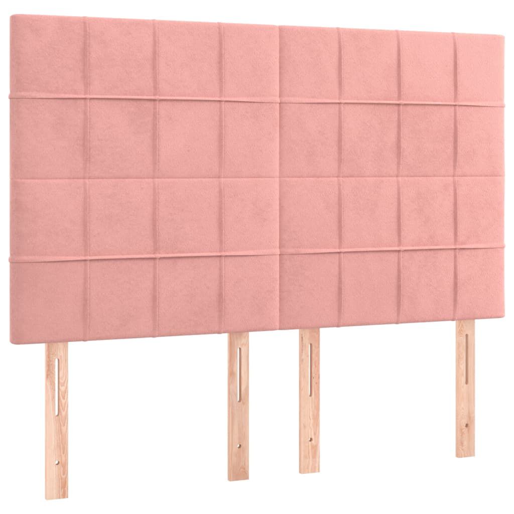 vidaXL Κρεβάτι Boxspring με Στρώμα Ροζ 140x200 εκ. Βελούδινο