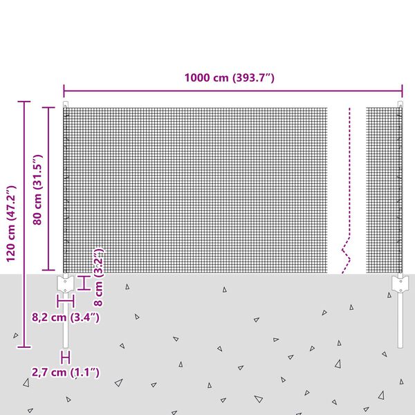 vidaXL Συρμάτινος Φράκτης με 5 U Posts Πράσινος 0.8x10 μ. Χάλυβας