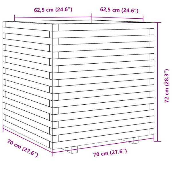 vidaXL Ζαρντινιέρα 70x70x72 εκ. από Εμποτισμένο Ξύλο Πεύκου
