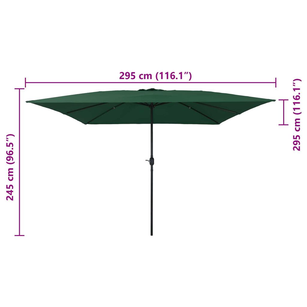 vidaXL Τετράγωνη Ομπρέλα Κηπευτικής 295 x 295 cm Πράσινη