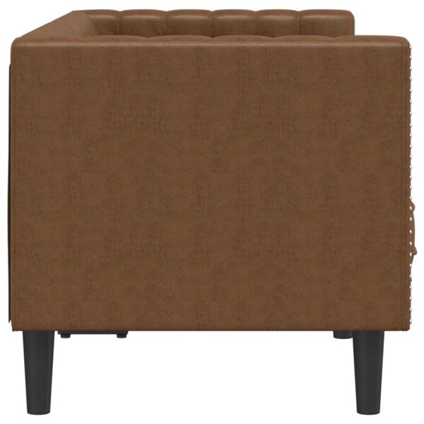 vidaXL Καναπές Chesterfield 2-θέσιος Καφέ δέρμα Faux Suede καφέ