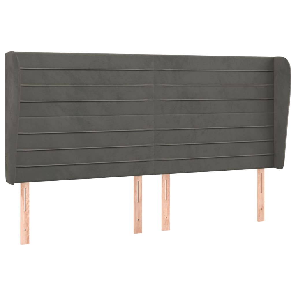 vidaXL Κεφαλάρι με Πτερύγια Σκούρο Γκρι 163x23x118/128 εκ. Βελούδινο