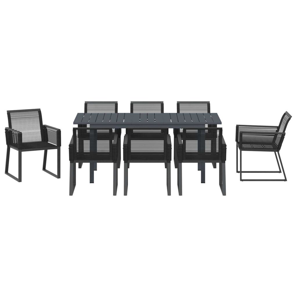 vidaXL Σετ Τραπεζαρίας Κήπου 9 pcs Μαύρο Μεγάλο Μέταλλο & Σχοινί