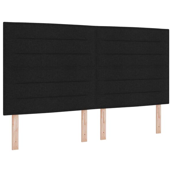 vidaXL Κρεβάτι Box Spring με Στρώμα & LED Μαύρο 200x200 εκ Ύφασμα