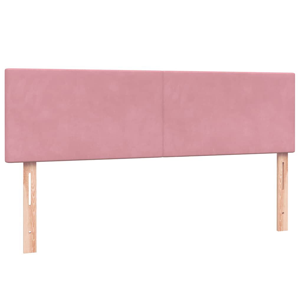 vidaXL Box Spring κρεβάτι με στρώμα ροζ 140x220 cm Βελούδινο