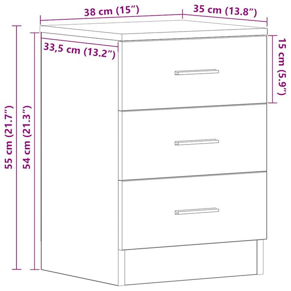vidaXL Κομοδίνα 2 Τεμ. Καπνιστή Δρυς 38x35x56 εκ. από Επεξεργ. Ξύλο