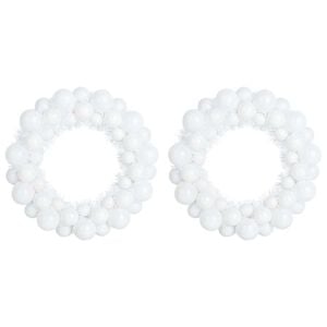 vidaXL Χριστουγεννιάτικα Στεφάνια Μπάλλας 2 pcs Λευκό 33 x 33 x 7 εκ.