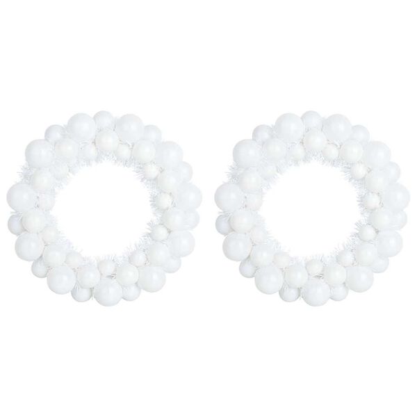 vidaXL Χριστουγεννιάτικα Στεφάνια Μπάλλας 2 pcs Λευκό 33 x 33 x 7 εκ.