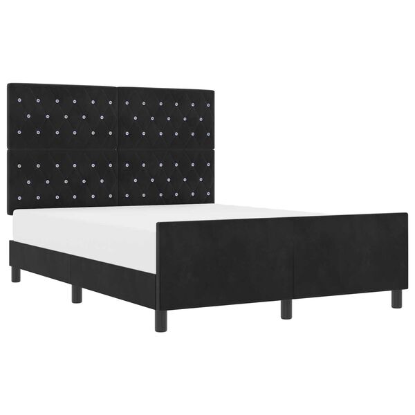 vidaXL Σκελετός Κρεβατιού με κεφαλάρι Μαύρο 140 x 190 cm Βελούδο
