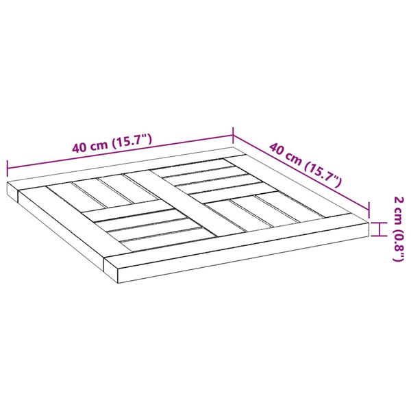 vidaXL Επιφάνεια Τραπεζιού Τετράγωνη 40x40x2 εκ. Μασίφ Ξύλο Ακακίας