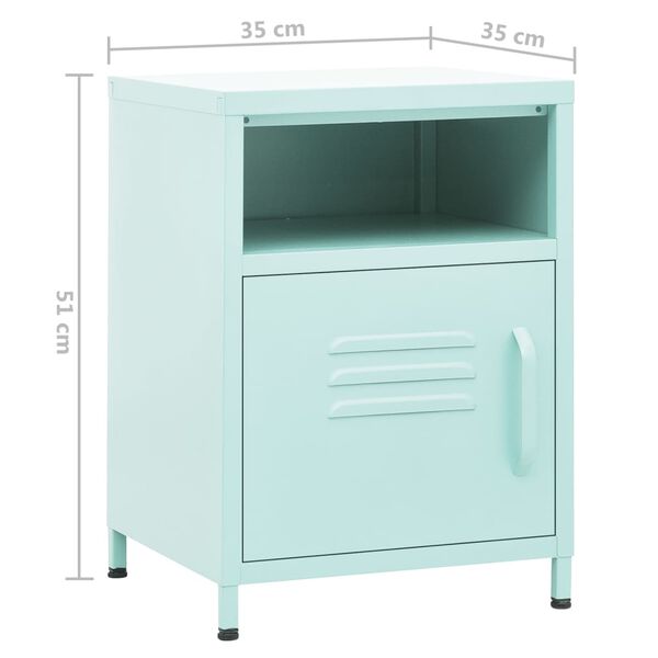 vidaXL Κομοδίνα 2 τεμ. Χρώμα Μέντας 35 x 35 x 51 εκ. Ατσάλινα