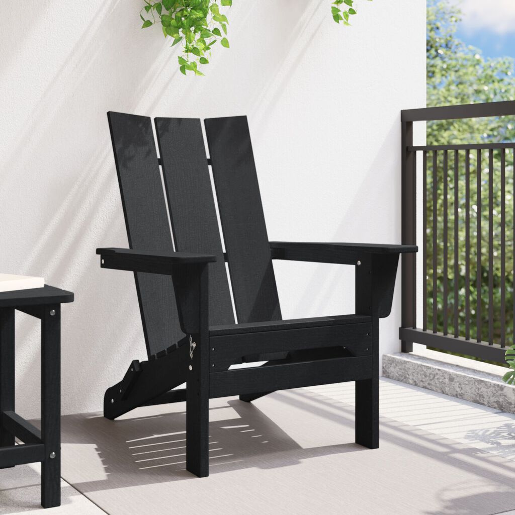 vidaXL Πτυσσόμενη Καρέκλα Adirondack Μαύρο 74.5 x 80.5 x 90 εκ.